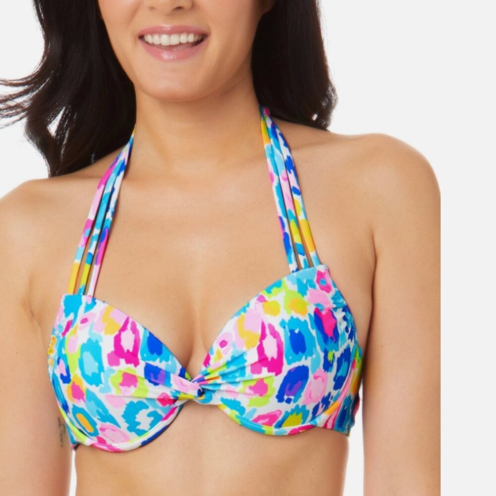 Salt + Cove Juniors' Printed Strappy Underwire Pushup Bikini Top Multi L NEW